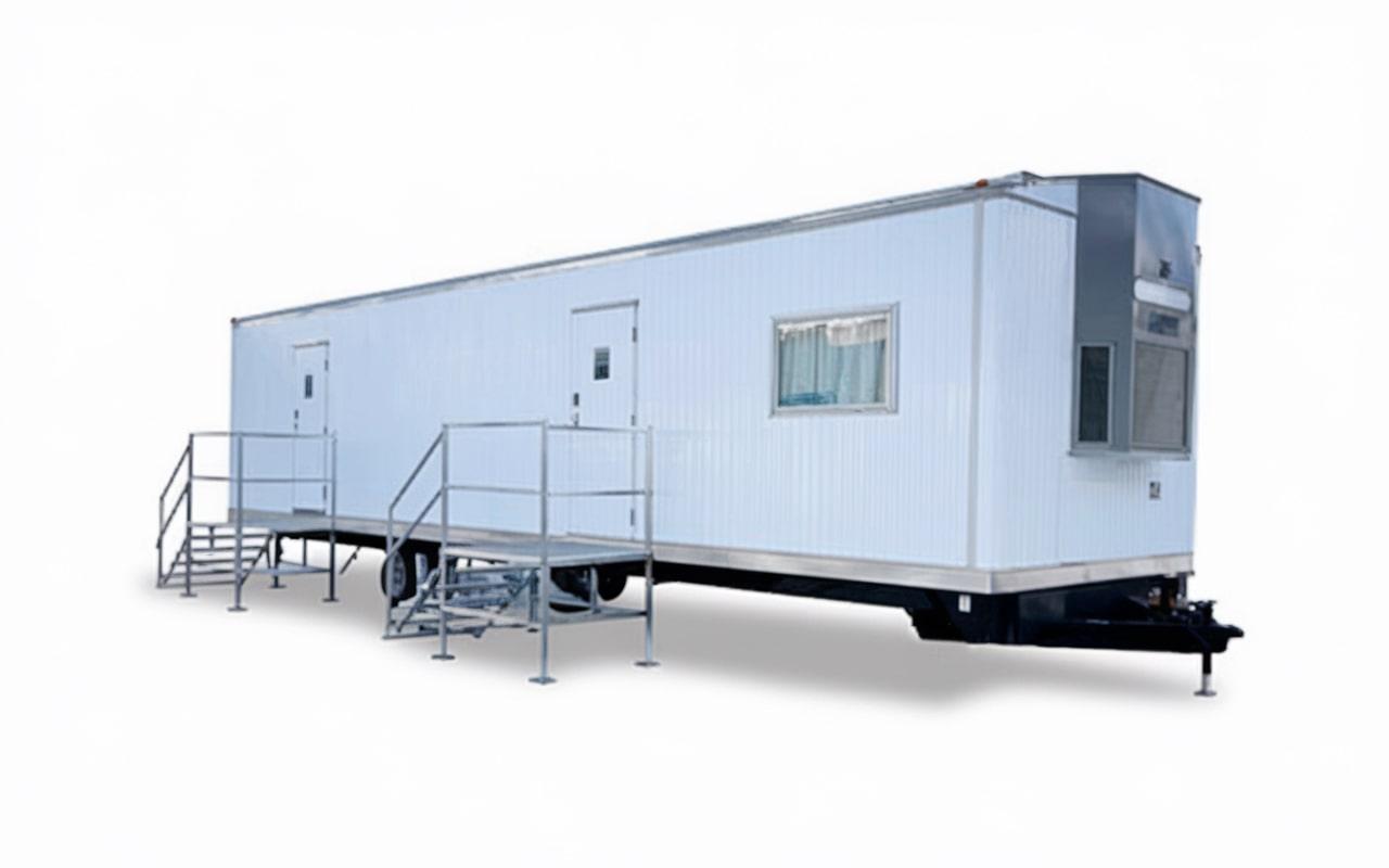 setting up an office trailer on-site typically takes a few days, depending on the size and complexity of the unit